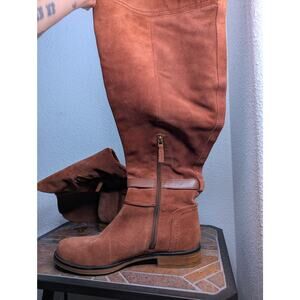 Franco Sarto Brown Suede Over Knee Luxe Boots MSRP 250 W8.5